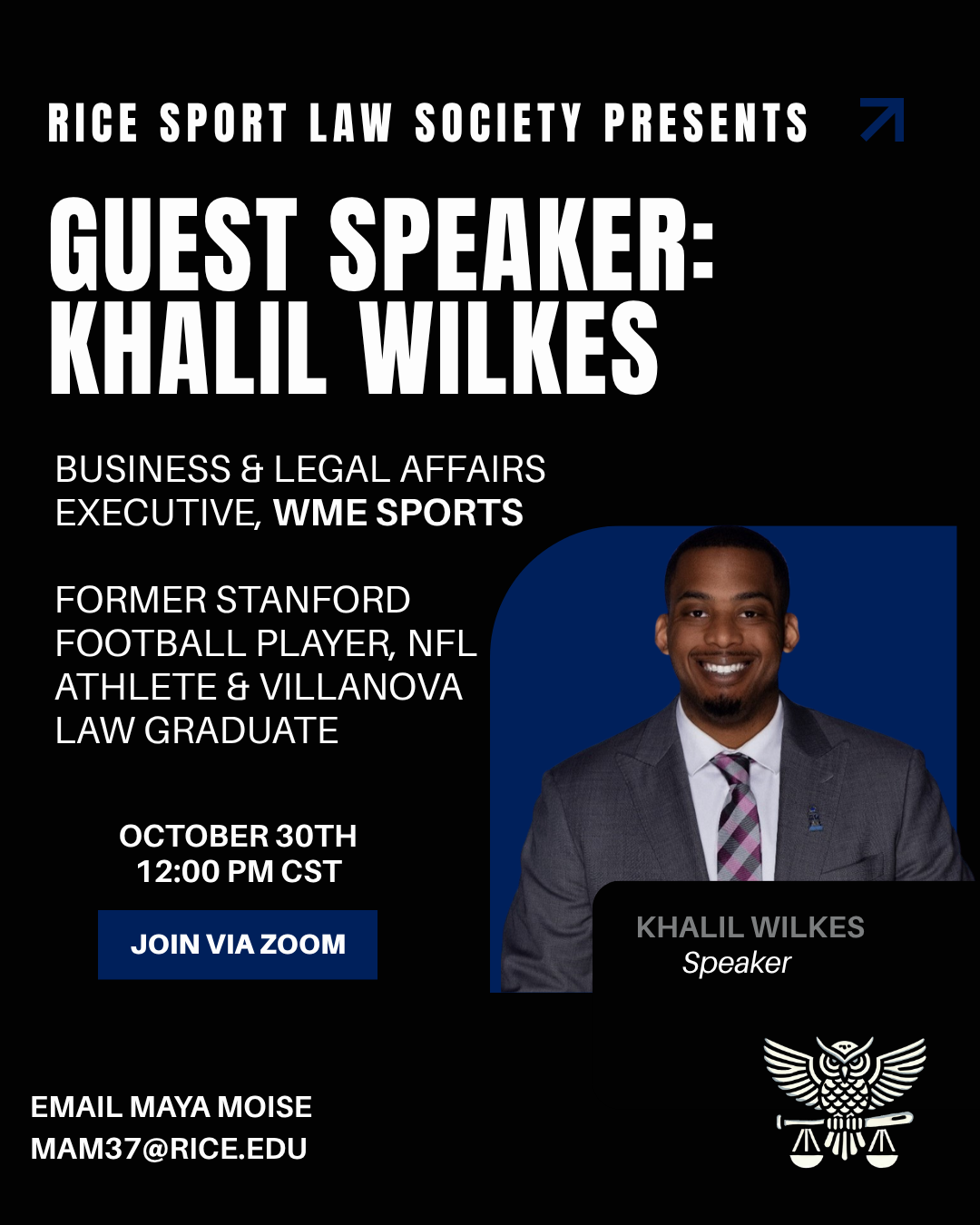 RSLS event graphic featuring Khalil Wilkes