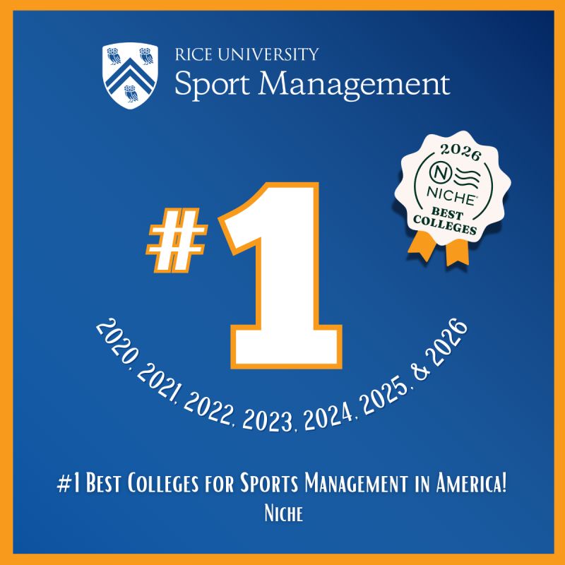 Rice University Sport Management ranked number one by Niche for 2026